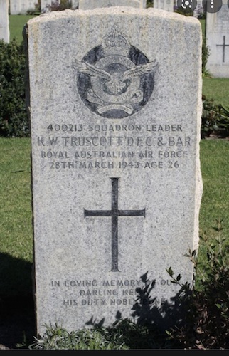 Headstone of Bluey Truscott at Karrakatta Cemetry, Perth