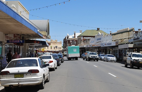 The Main Street of West Wyalong NSW. Country Airstrips Australia.
