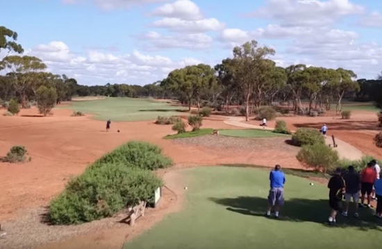 The world's longest golf course starts in Ceduna SA 
and ends in Kalgoorlie WA. Country Airstrips Australia.