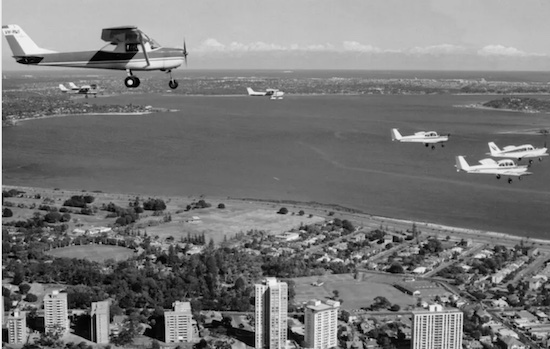 The Royal Aero Club of WA flying over Perth City. Country Airstrips Australia.